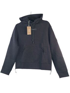 NEW On Women's Focus Tech Hoodie Black Zipper Details & Kangaroo Pocket Sz XS